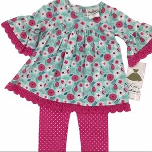 Rare Editions Baby Doll Shirt W/Leggings Size 2T